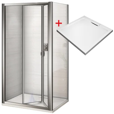 WRITE HARD 80x80 Sprchovací kút so zalamovacími dverami a mramorovou vaničkou